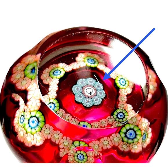 Perthshire Paperweight 1985 PP32 Q Ltd Ed Miniature Millefiore Faceted Ruby Red - Picture 4 of 8